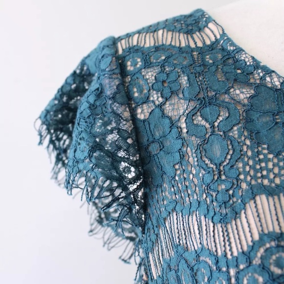 Maeve Elsa Teal Lace Peplum Sheath Dress - Picture 5 of 7